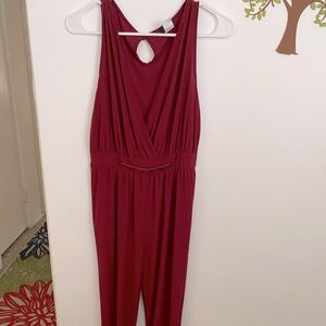 Red jumpsuit looks great for parties